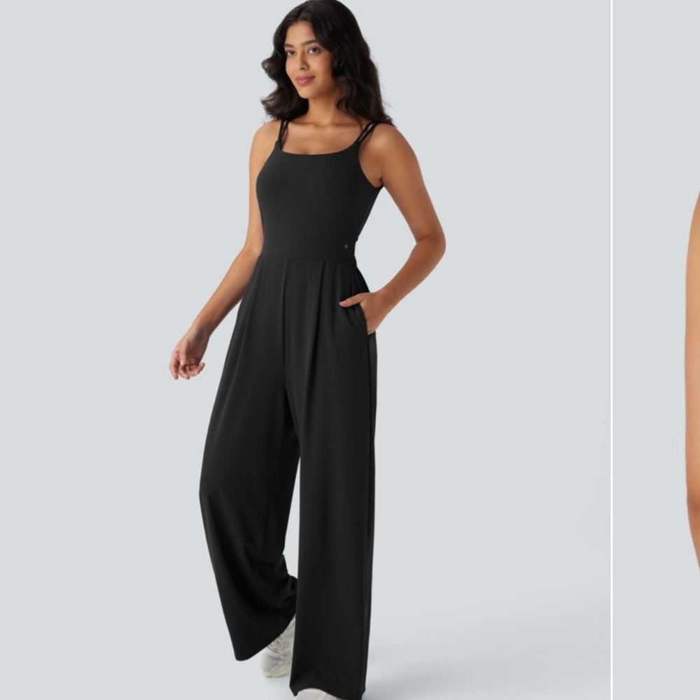 HALARA Black Jumpsuit with Elegant Wide-Leg Design